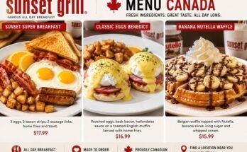 Sunset Grill Menu Canada with Prices